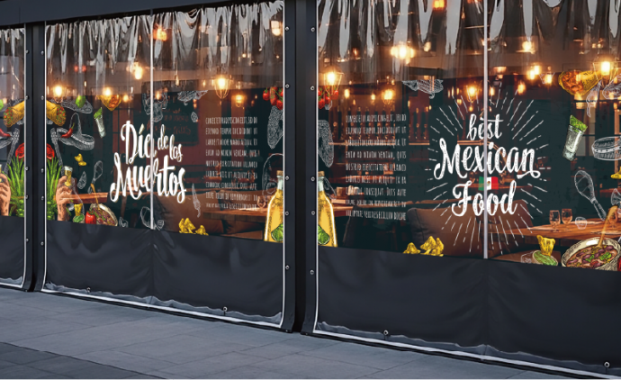 空間の間仕切り・テント看板（軟質塩ビ)