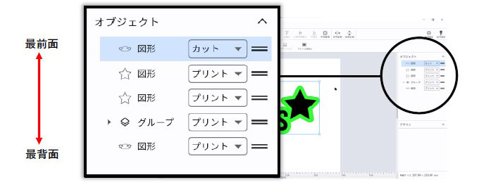 デザイン内のオブジェクトも一目で分かるから作業しやすい