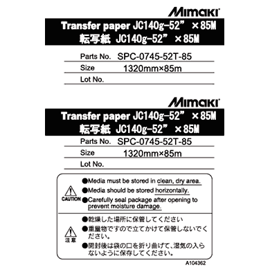 SPC-0745-52T-85　転写紙JC140g-52”×85M