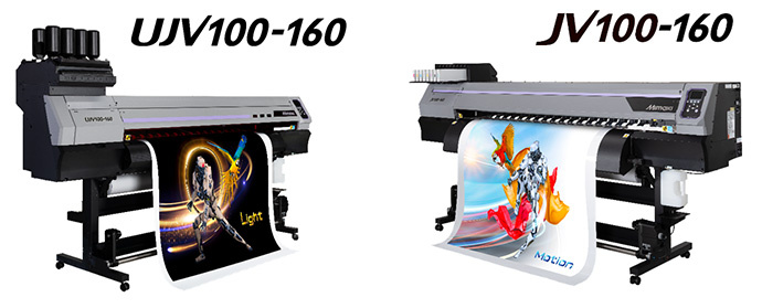 UJV100-160：UV硬化インクジェットプリンタ／JV100-160：エコソルベントインクジェットプリンタ