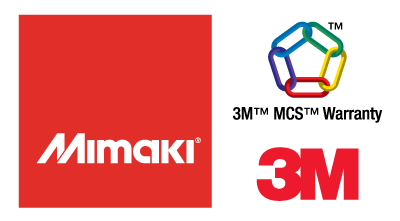 ロゴ：Mimakiと3Mと3M™ MCS™ 保証プログラム