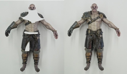 図1. CG生成データを調整せずに3Dプリントしたサンプル（左）　データを調整して3Dプリントしたサンプル（右）
