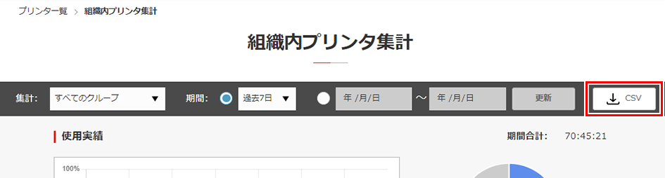 CSVをクリックする画面