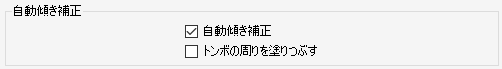 自動傾き補正の選択項目