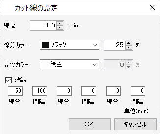 カット線の設定ダイアログ