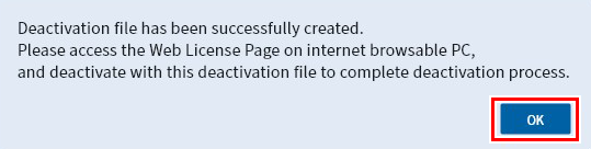 Deactivation completion screen